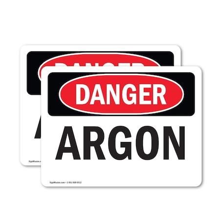 Signmission Argon Danger Sign, Vinyl Decal, 24in W x 18in L, 2PK OS-2PACK-DS-D-1824-L-1032